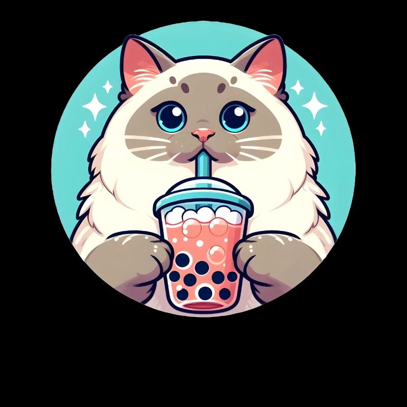 Siamese Cat Having Bubble Tea