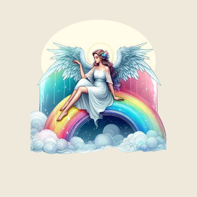 Engel auf Regenbogen
