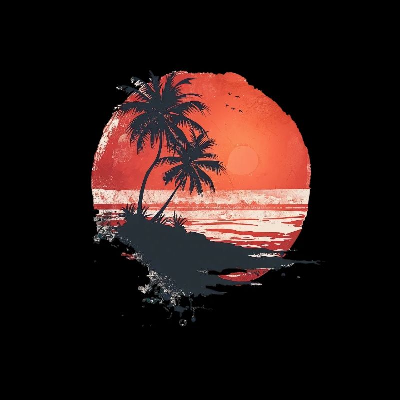 Tropical sunset with palm trees