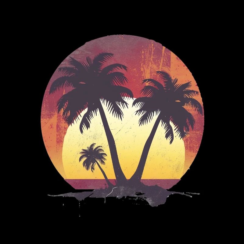 Tropical sunset and palm trees
