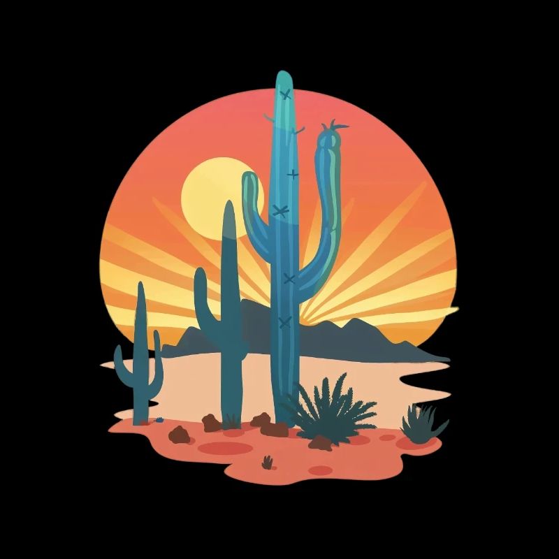 Sunset Cactus Desert Landscape