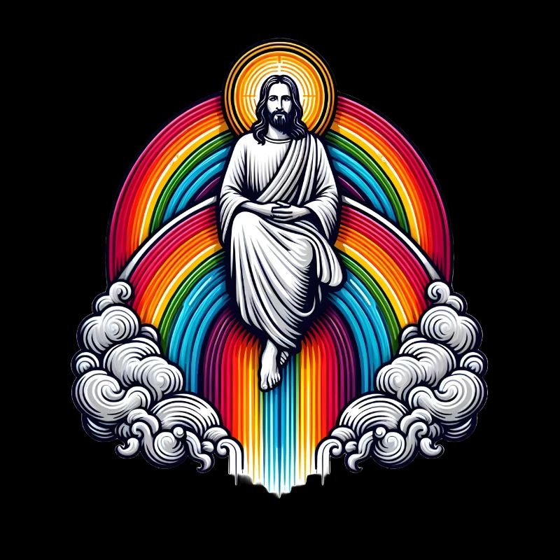 Jesus auf einem Regenbogen