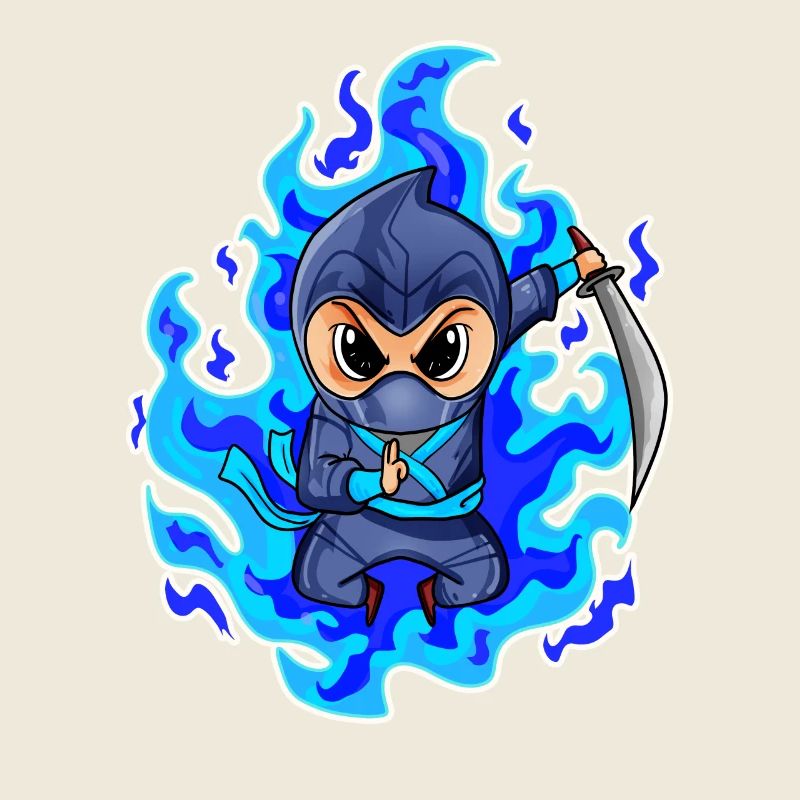 Motif Ninja Bleu Feu