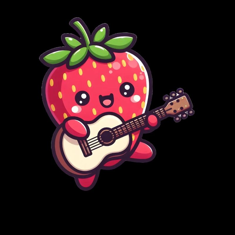 Cute strawberry with guitar