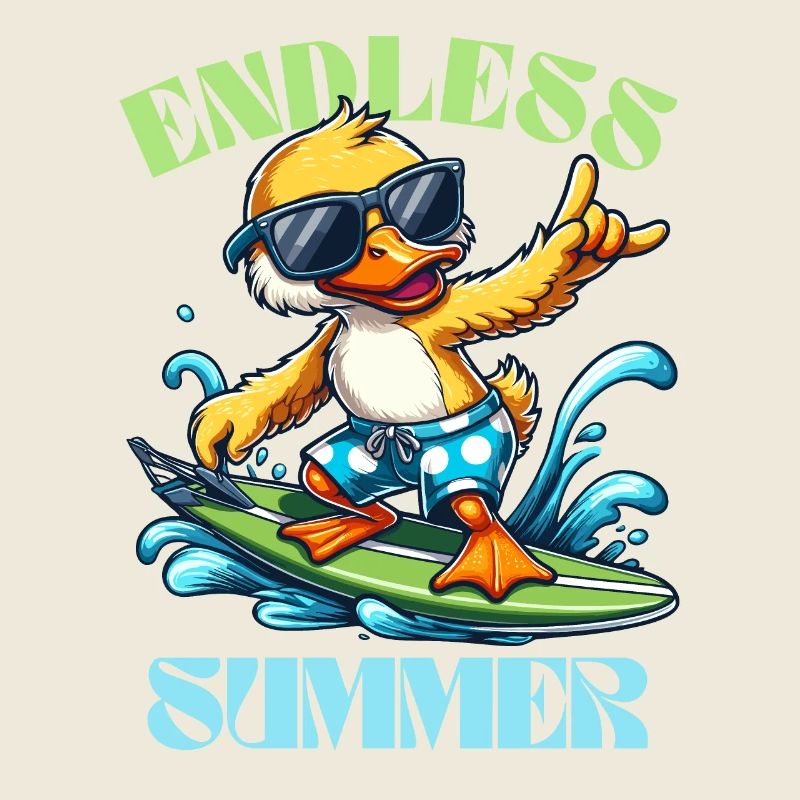 Été Surf Canard Vacances Mer Vague Plage Cool