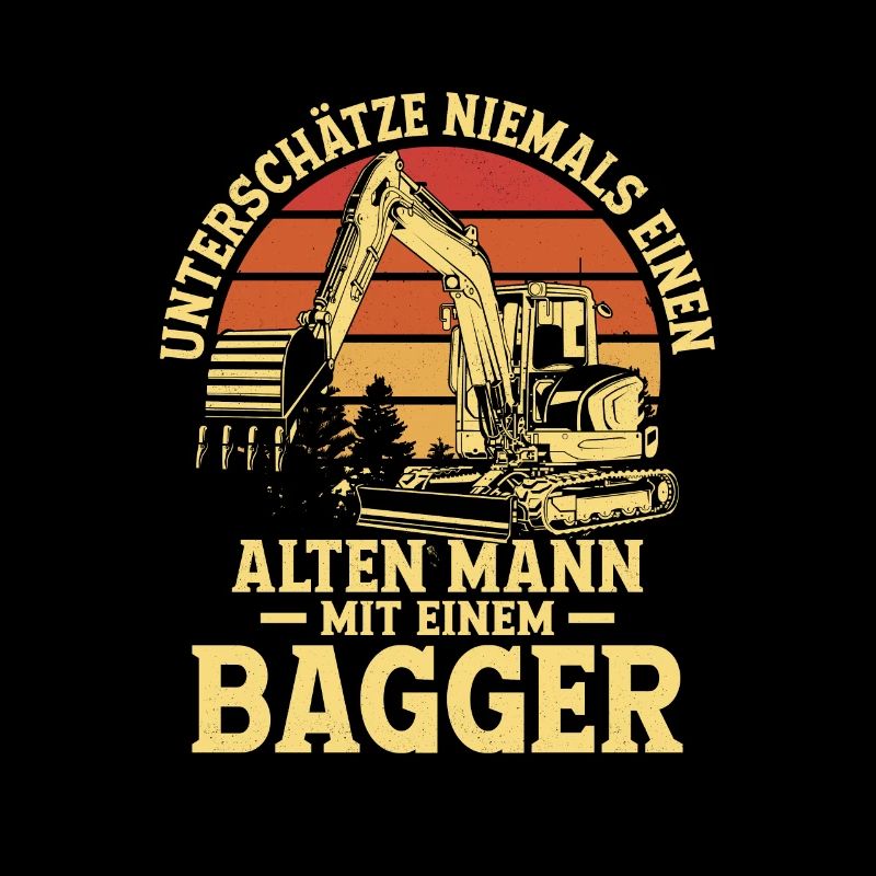 Alten Mann mit einem Bagger Bau Baggerfahrer