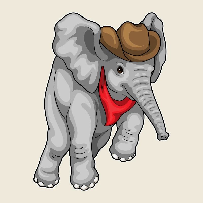 Elefant Cowboy Cowboyhut