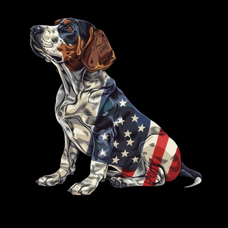 Bluetick Coonhound Dog 4 juillet Drapeau américain