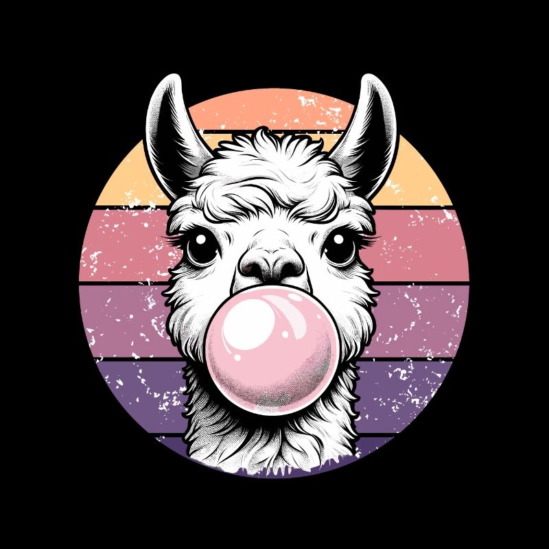 Lama Bubblegum Rose Rétro Alpaga Mignon Drôle