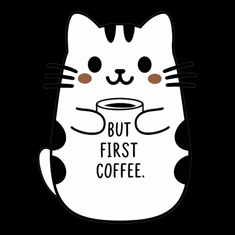 Aber zuerst Kaffee süße Katze mit Kaffeetasse