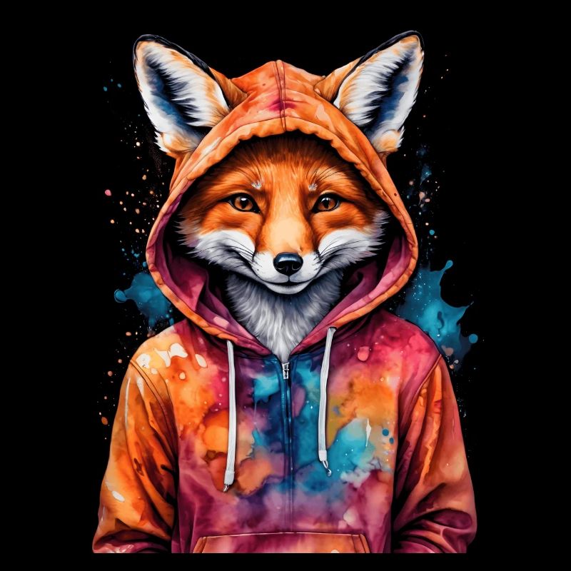 Sweat à capuche Fox Imprimé de conception d’animaux drôles colorés