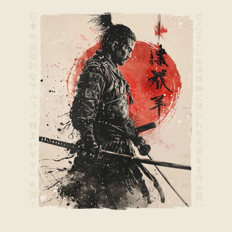 Samurai Fighter - Illustration japonaise Ukiyo-e
