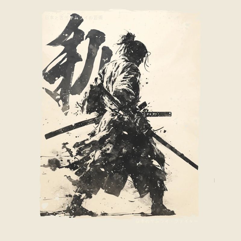 Samurai Fighter - Illustration japonaise Ukiyo-e