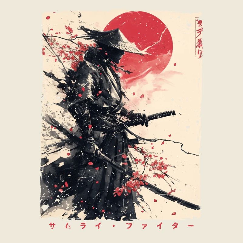 Samurai Fighter - Illustration japonaise Ukiyo-e