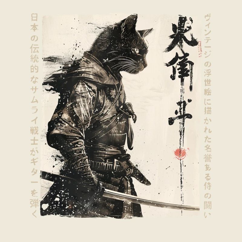 Chat samouraï Kawaii Chat ninja japonais