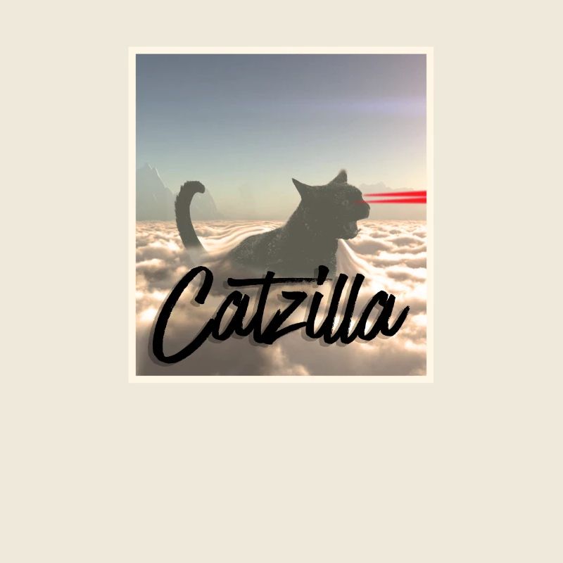 Catzilla Funny Black Cat Laser Eyes Halloween Tee
