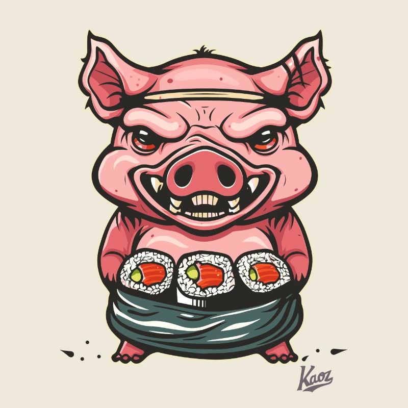Petit maître cochon sushi effrayant