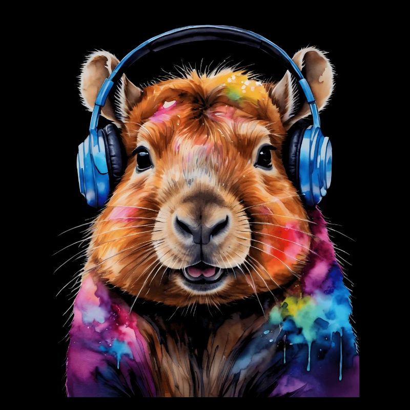 Capybara Kopfhörer Capy Bunt Tier Design Print