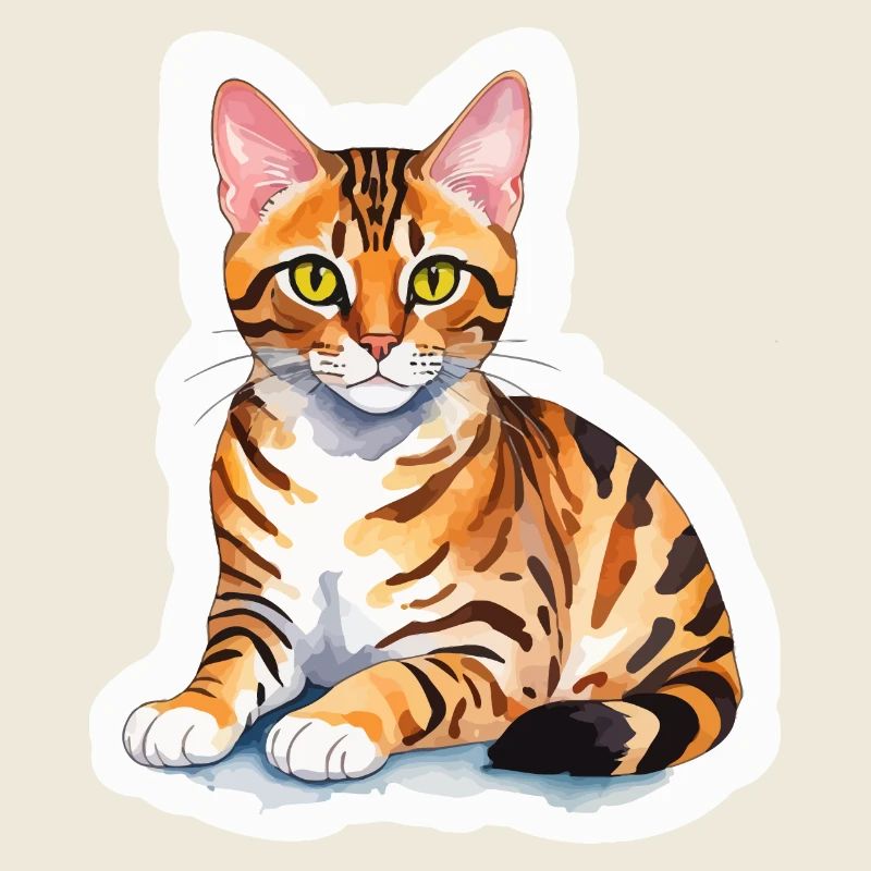 Bengalkatze Wasserfarben