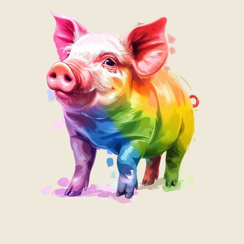 Coloré, cochon, oeuvre, couleurs de l’arc-en-ciel