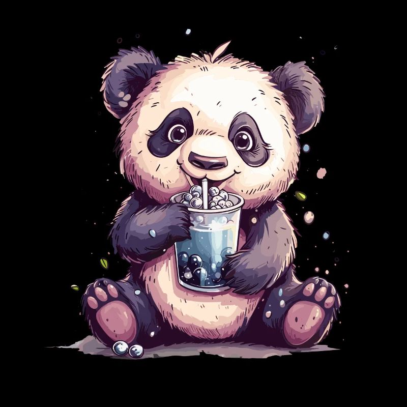 Niedlicher Panda mit Tee