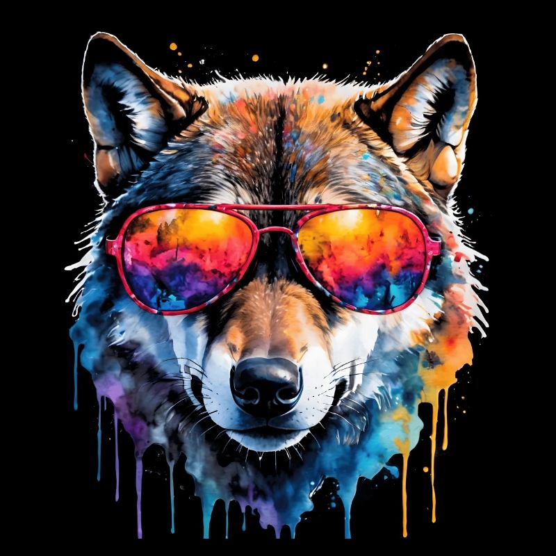 Wolf Sonnenbrille Bunt Tier Design Print