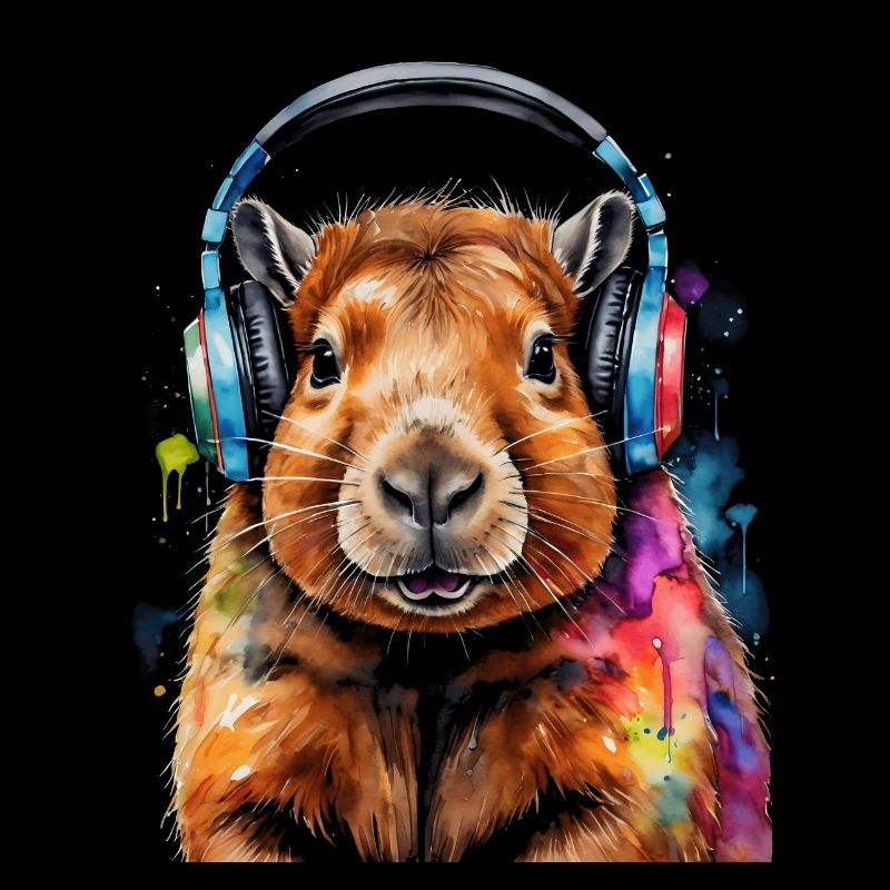 Capybara Kopfhörer Capy Bunt Tier Design Print