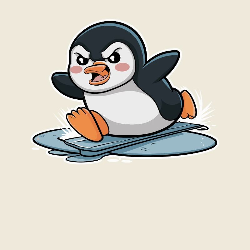 pingouin en colère courant sur la glace