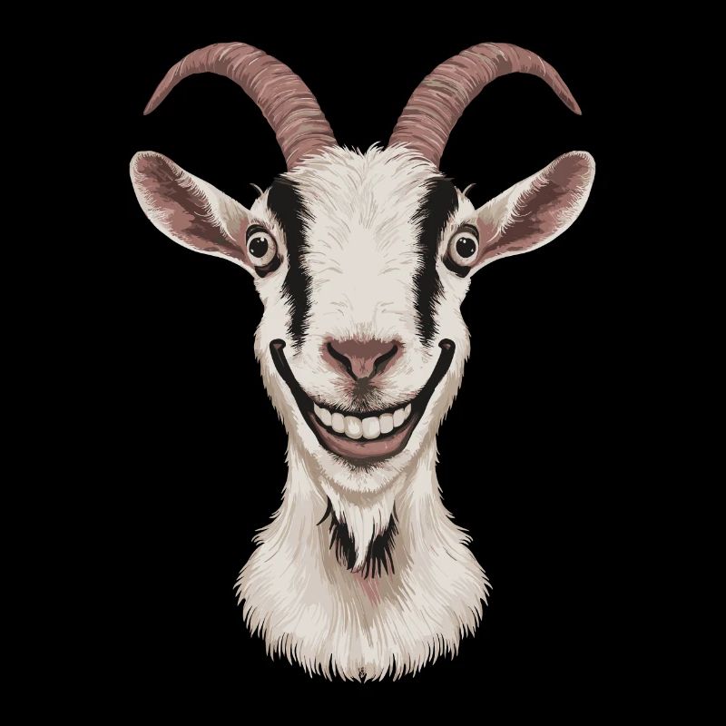 Smiling goat with humorous face