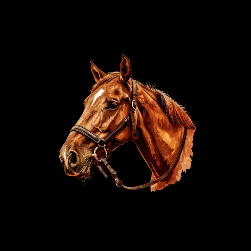 Cheval brun avec bride illustration