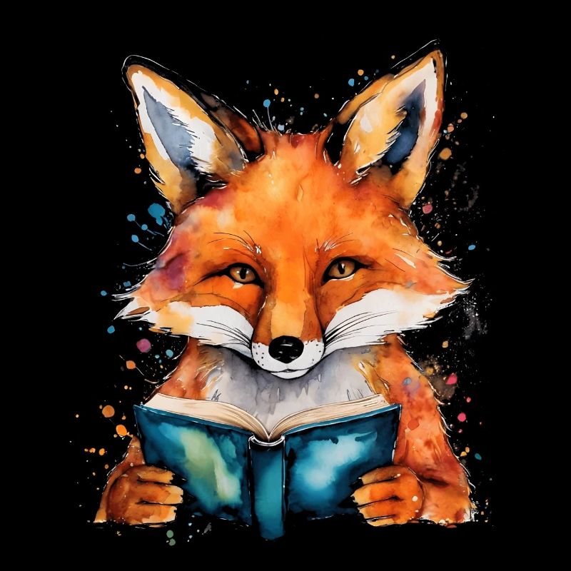 Fuchs Lesen Buch Bunt Tier Design Print