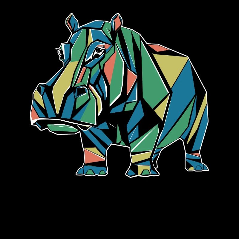 Conception géométrique colorée d’hippopotame