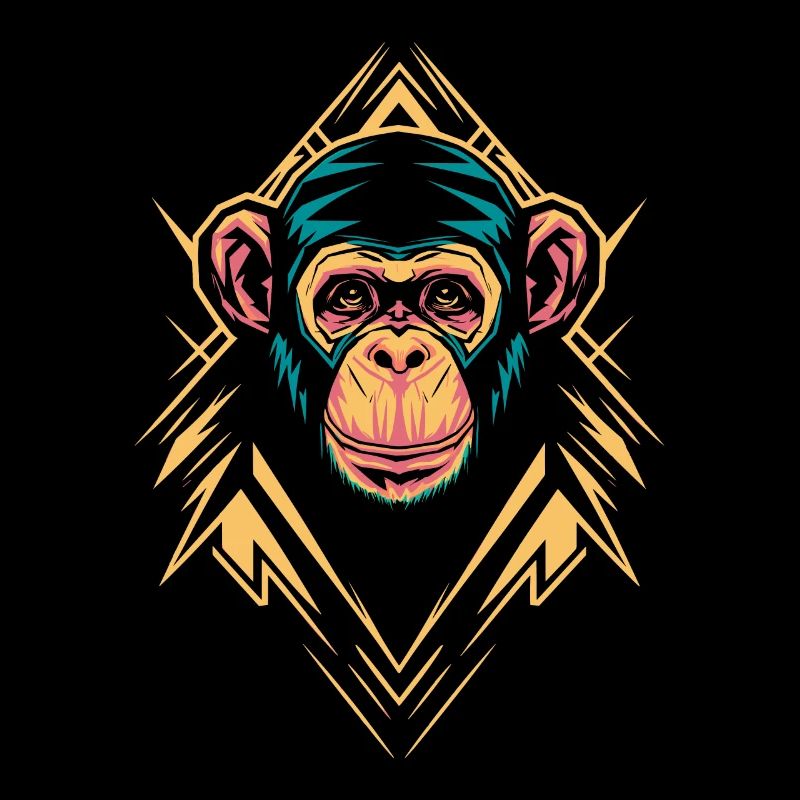 Tête de singe aux formes géométriques
