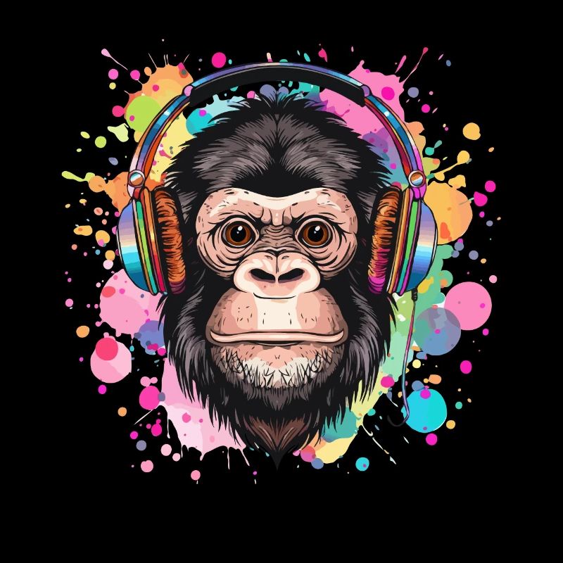 Affe Mit Kopfhörer Damen Deko Herren Geschenk