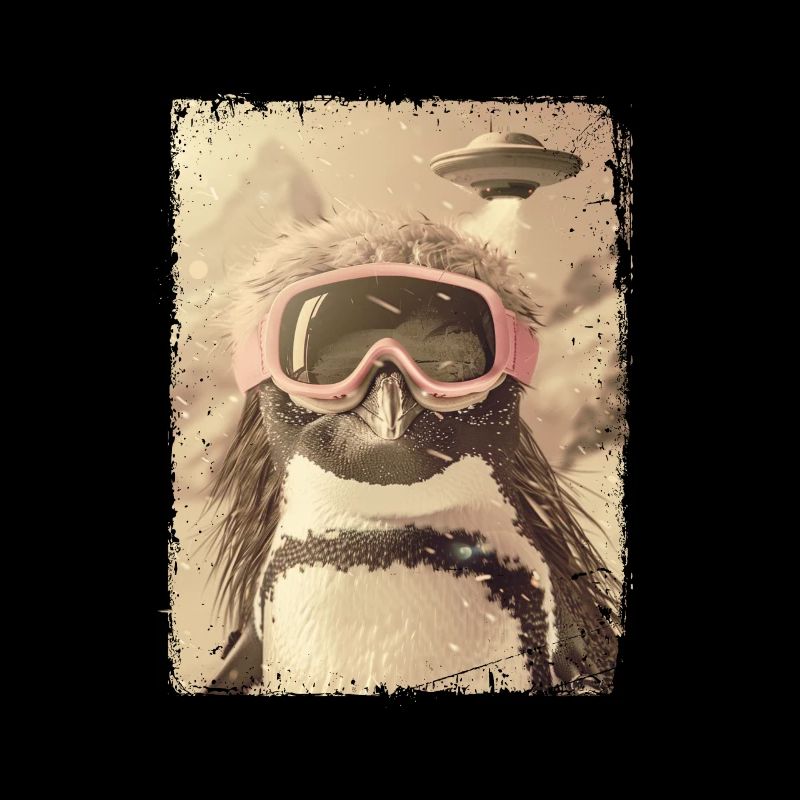 OVNI rétro vintage étrange Alien ski pingouin