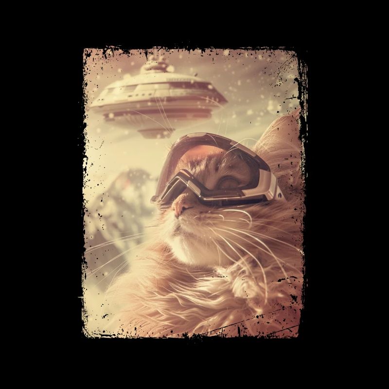 OVNI rétro vintage étrange Alien Ski chat