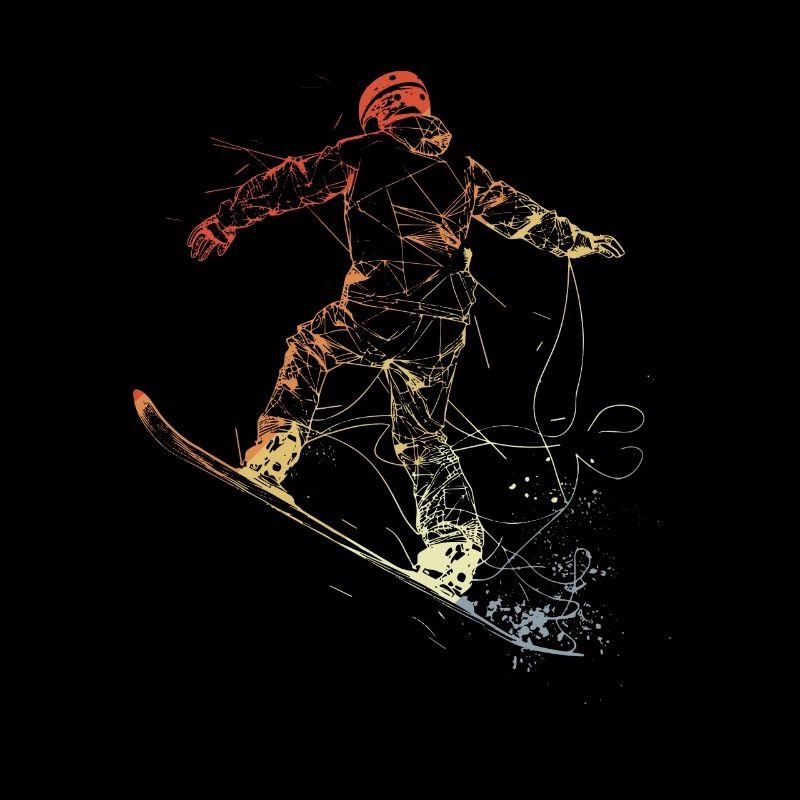 Vintage Snowboarder Drawing