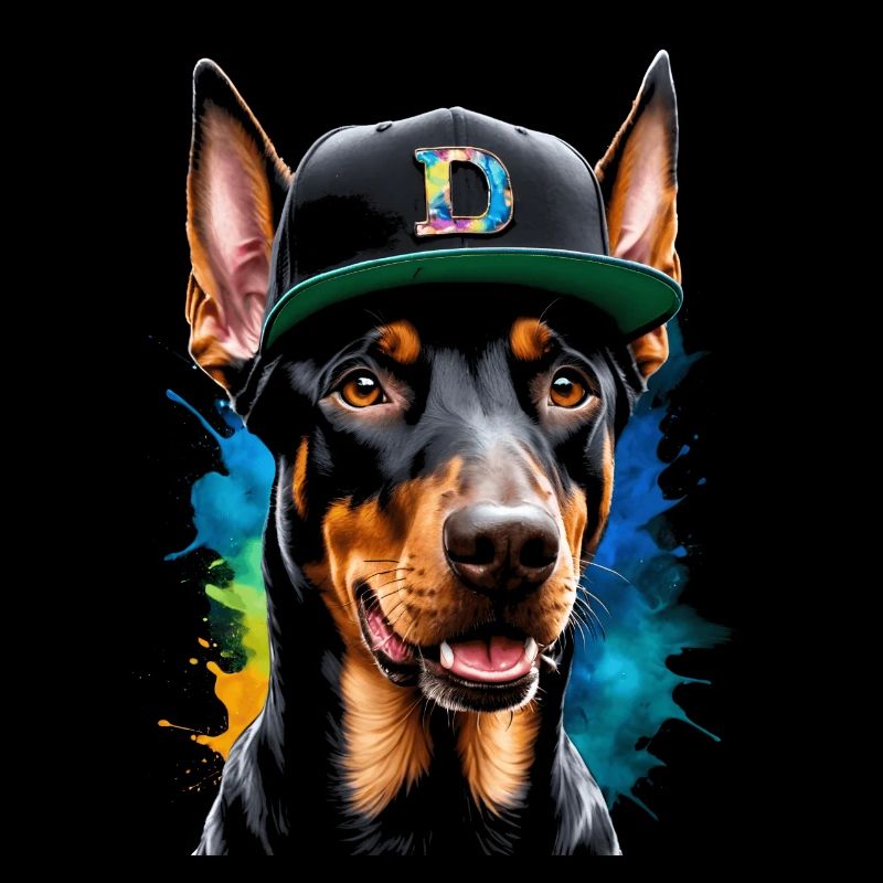 Doberman Snapback Cap Chien Conception Drôle Imprimer