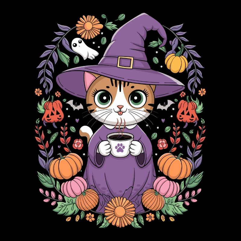 Sort d'Halloween de sorcière de chaton