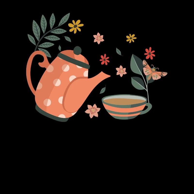 Théière vintage et fleurs Illustration pour