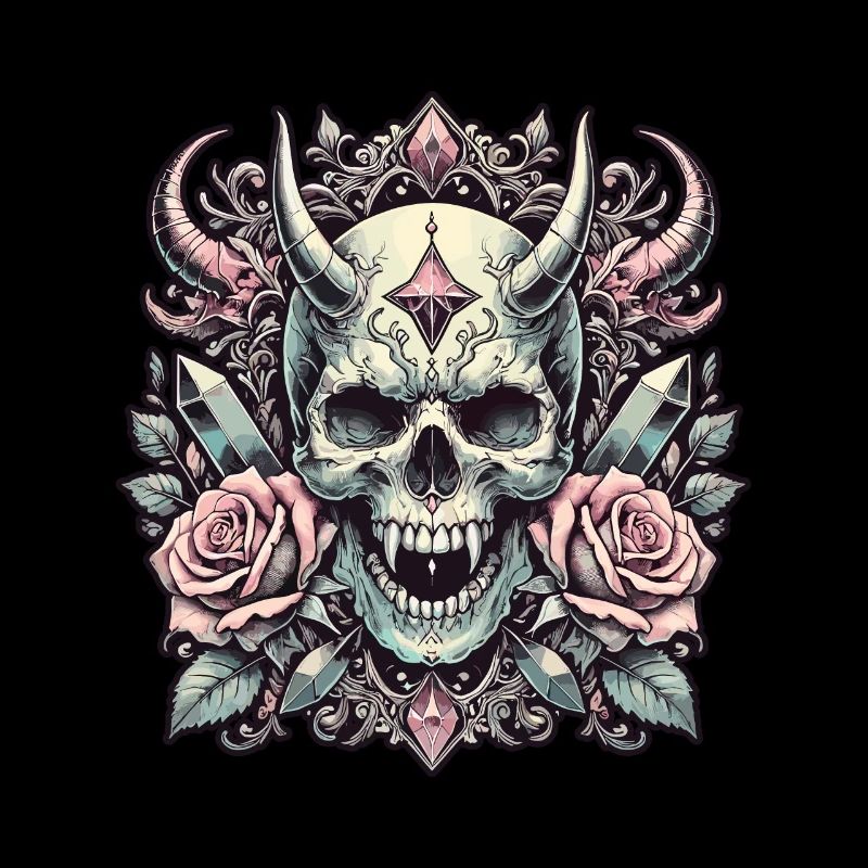 Pastel Goth esthétique Dark Skull Design