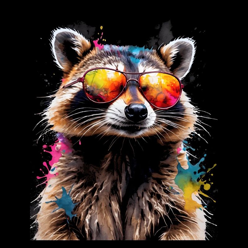 Waschbär Sonnenbrille Bunt Tier Design Print