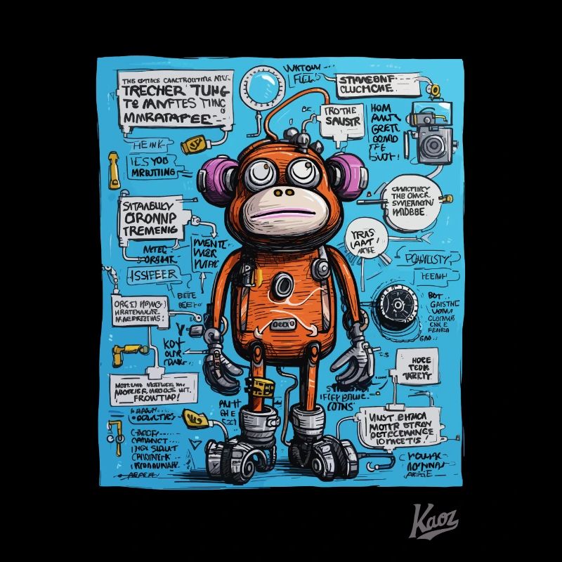 Singe robot drôle et funky