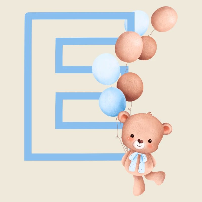 Blauer Buchstabe E Bär