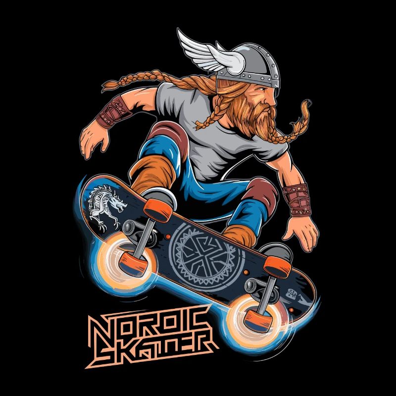 Wikinger-Krieger-Skateboarder