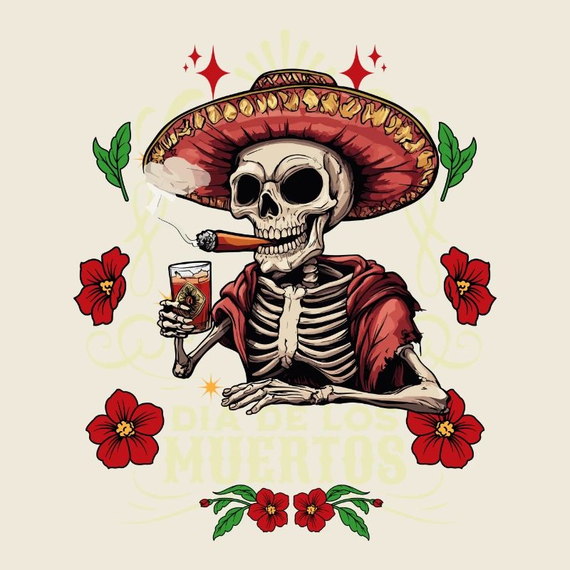 Dia De Los Muertos Crâne Crâne Tequilla