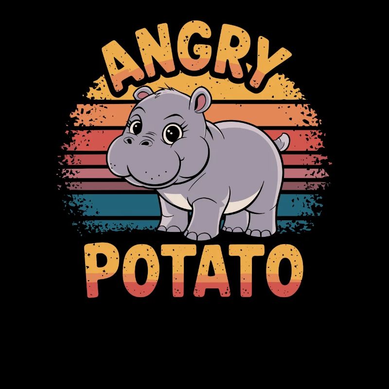 Moo Deng Drôle Hippopotame Patate en colère
