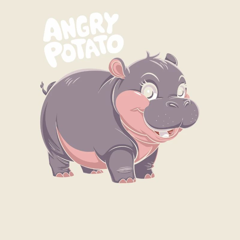 Moo Deng en colère pomme de terre hippopotame illustration