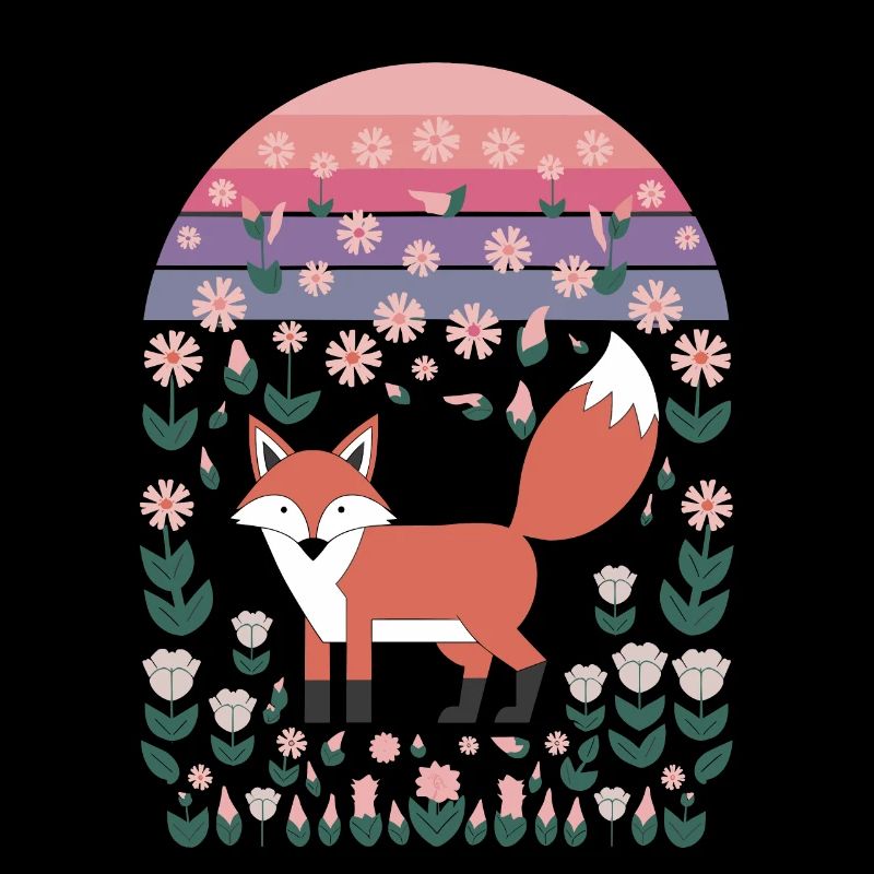 Cottagecore Renard dans le monde des fleurs