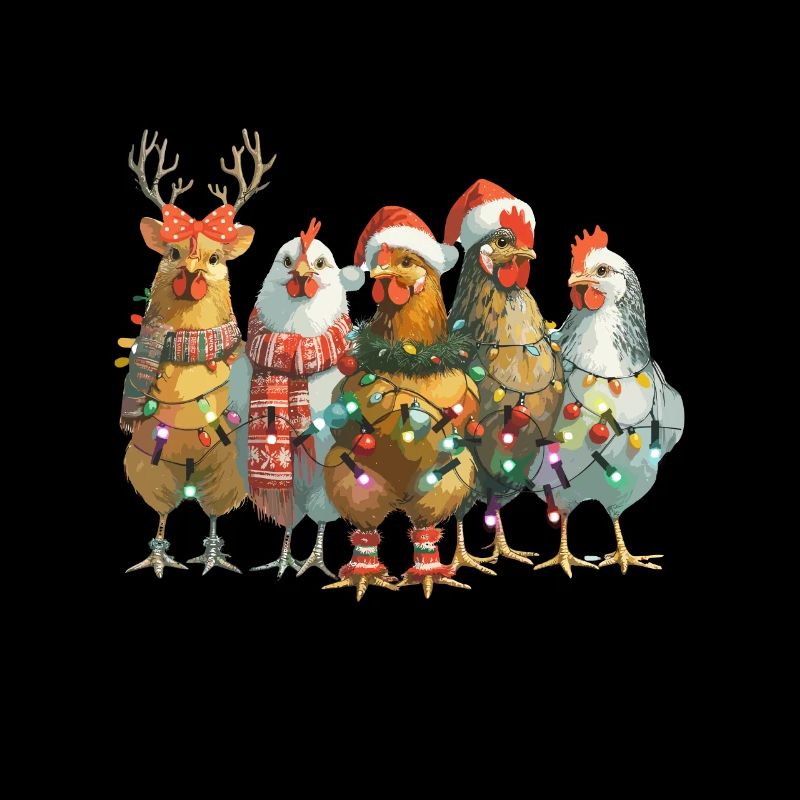 Joyeux poulets festifs dans l’ambiance de Noël